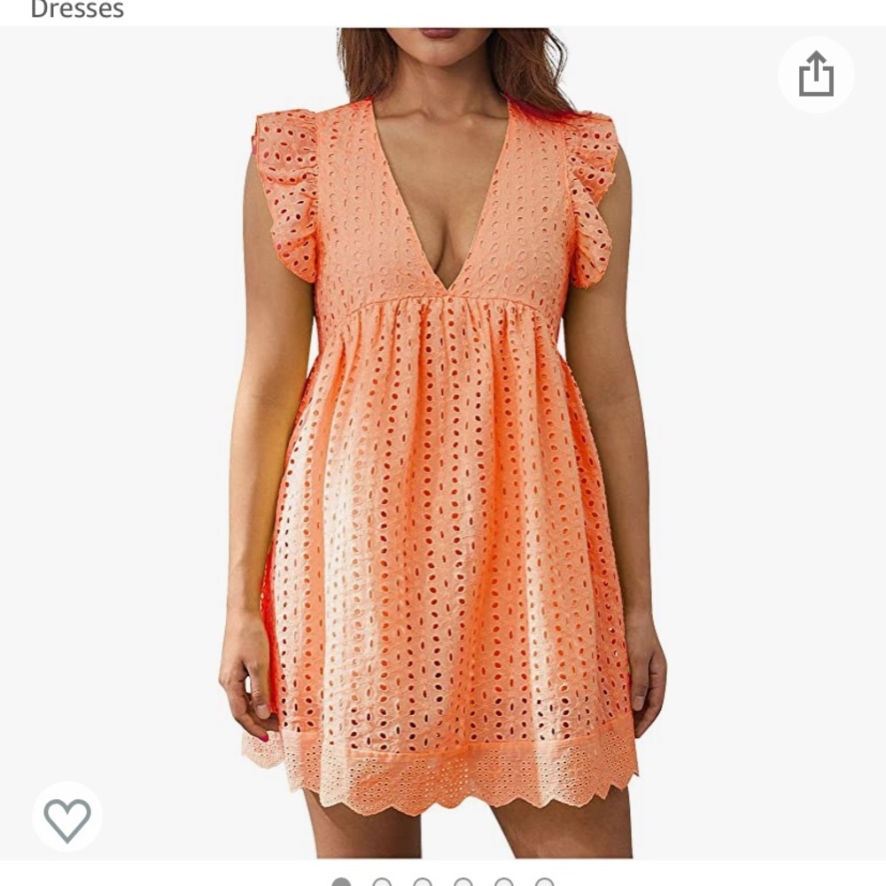 Spring Orange Eyelet Dress with Pockets